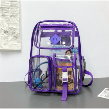 Großer, durchsichtiger Rucksack, robust, stadiontauglich, wasserdicht, mit verstärktem Tragegurt, ideal für Schule, Arbeit, Reisen und Festivals.