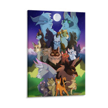 Tableau sur toile Warriors Cats 20x30cm, idéal pour la décoration du salon, cadeau anime, style encadré