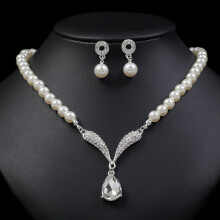Set di collana e orecchini di perle personalizzati, accessori per abito da sposa in lega galvanizzata, moda femminile, stile esplosivo.