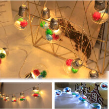 Décorations de Noël Jacenvly - Ampoule LED d'intérieur avec pendentif fruits rouges et flocons de neige, lampe en fil de cuivre pour sapin et