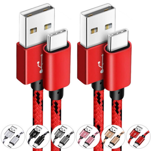 Καλώδιο γρήγορης φόρτισης USB-A σε USB-C Afflux με πλεξούδα 2 τεμαχίων, κόκκινο 3 πόδια -