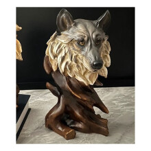 Figurine de loup, buste de loup sculpté à la main, statue d'animal de loup, fausse taxidermie, sculpture de faune de montagne