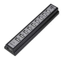 Externer 10-Port-USB-2.0-Hub mit Netzteil für PC und Mac