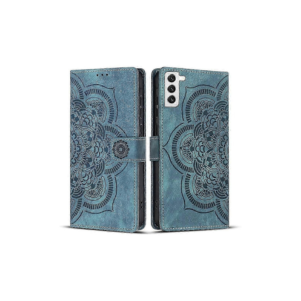 Frosted Leather Case For Mandala Emed Retro Phone (Fq) For Compatible With Samsung Galaxy S22 5G Blue 9395123699837