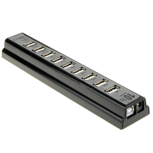 Εξωτερικός διανομέας USB 2.0 10 θυρών με τροφοδοτικό για υπολογιστή PC MAC 2