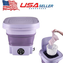 Paddsun Folding Washing Machine 8L Laundry Portable Mini Washer Suitable for Washing Small Piece(Purple)