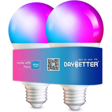 YZhouD Smart Light Bulbs 2 Pack, Compatible with Alexa & Google Assistant, RGBCW LED Color Changing, Dimmable A19 E27 Multicolor, No Hub Required