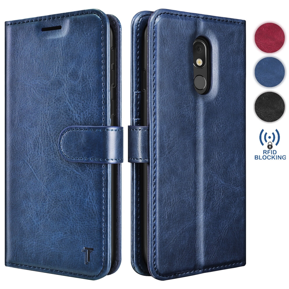 Compatible With Lg Stylo 5 Case, 2019 Wallet Case With Rfid Blocking, Credit Card Slots, Kickstand, Vegan Leather Flip Cover - Blue 9110895144190