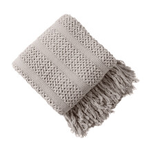 LSLJS Knitted Throw Blanket 51x79 inch, Solid Color Crochet with Tassels, Boho Cozy Lightweight Blanket for Couch, Bed, Sofa, All Seasons, Christmas