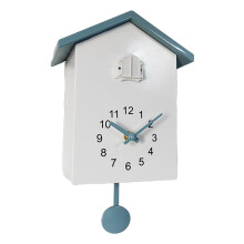Cuckoo Wall Clock with Natural Bird Voices, Pendulum Decorative Clock Compatible with Living Room, Kitchen, Office - Grey