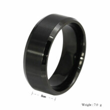 8mm Stainless Steel Ring Women Men Band Black Plated Gold Wedding Engagement