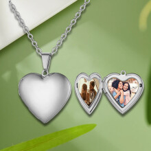 Apmemiss Clearance Mesmerizingly Beautiful Carved Stainless Steel Peach Heart Locket Pendant - A Romantic DIY Keepsake Necklace for Couples Blending