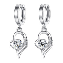 1 Pair Women Earrings Heart Shape Shiny Faux Crystal fine Drop Earrings for Wedding