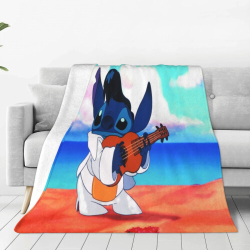 Κουβέρτα Lilo and Stitch με φανελένιες κουβέρτες για καναπέ-κρεβάτι 100x100 εκ.