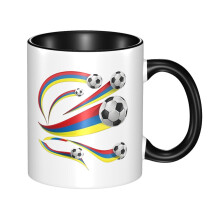 Mug en céramique aux couleurs du drapeau colombien, idéal pour les amateurs de football, le café ou le thé, au bureau ou pour offrir.