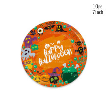 Lot de 10 assiettes, serviettes et gobelets jetables sur le thème d'Halloween : sorcière, potion, fantôme, citrouille. Fournitures pour une fête
