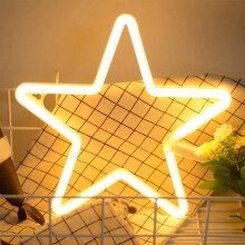 Luminária de neon romântica, alimentada por USB/bateria, decoração de parede criativa em formato de estrela, luz LED para festas.