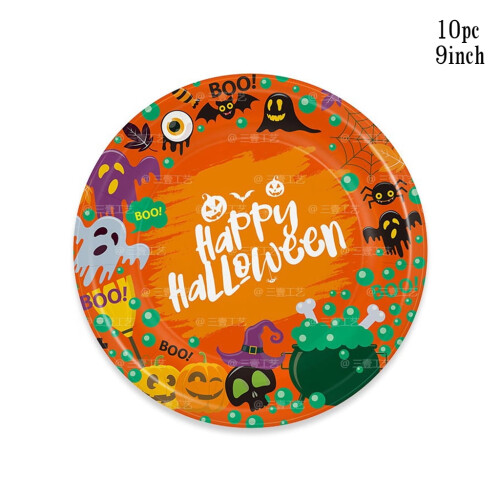 10 τεμάχια σκεύη μιας χρήσης με θέμα το Halloween, φίλτρο μάγισσας, φάντασμα, κολοκύθα, 1