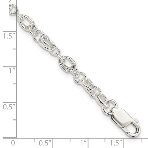 Pulseira em prata de lei 925 polida, com fecho lagosta de 7,5 polegadas e 5,1 mm de largura - Pulseira feminina 1