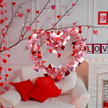 SUSUchens 10 stk. hjerteglittergirlander, fargerik metallisk romantisk dekor til valentinsdagen, bryllup, innendørs og utendørs bruk, hengende
