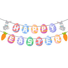 Herrenming Happy Easter Banner Easter Egg Theme Party Banner Decoration Spring Garden Home Decoration