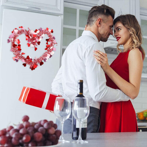 SUSUchens10 τεμάχια γιρλάντα με καρδούλες, πολύχρωμη μεταλλική ρομαντική διακόσμηση 2