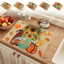 Set de table Jacenvly Automne 40 x 30 cm, motif citrouille et feuille d'érable, pour la maison, la cuisine et le restaurant, compatible avec les