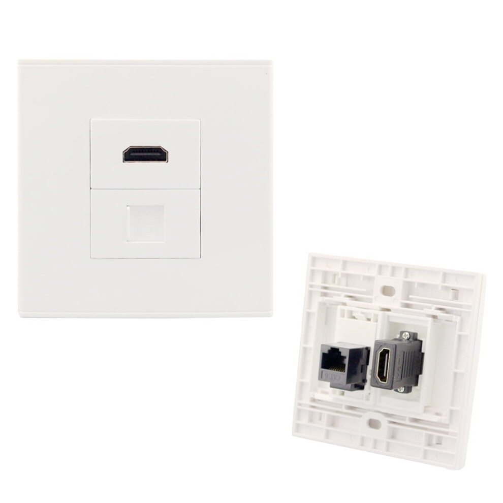 86X86mm Cat6 Gigabit Network Socket Wall Panel, Compatible With Rj45 Lan Faceplate Female To Female Ethernet Outlet For Cable Installation 9425574746085
