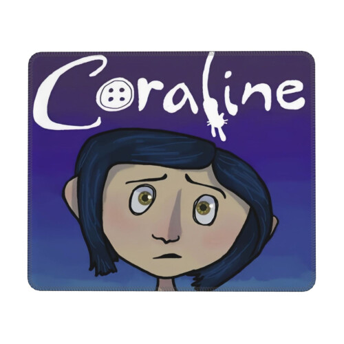 Mouse Pad Coraline με ραμμένη άκρη, πλενόμενο ύφασμα Lycra και αντιολισθητική βάση από