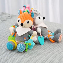 Kcavykas Cyber Monday Deals: Baby Activity & Teething Toy with Rattle, Crinkle Sound, Textures, Jingle - Fox, Compatible with Toddler Toys