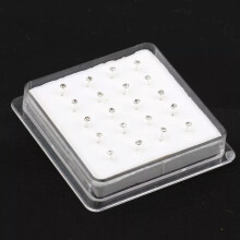 RSAMD Wholesale Lots 20 Pcs Clear Crystal Bar Bone Rings 925 Solid Silver Nose Stud
