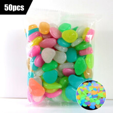 50Pcs Pebbles Stone Glow In The Dark Decor For Aquarium Fish Tank Garden