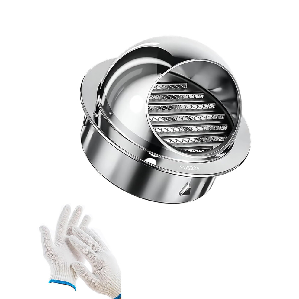 Stainless Steel Wall Vent Cover With Mesh, 120Mm Outdoor Rainproof Louvered Duct Exhaust 9113335011731