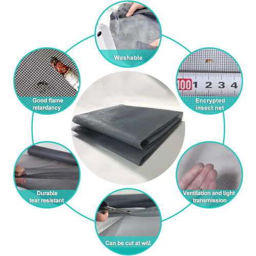 Fiberglass Window Screen Mesh Roll 1.2x8m White, Bug Proof Fly Screen for Home Windows, UVResistant 2