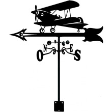 Black Iron Outdoor Weathervane with 360 Rotation Wind Direction Indicator for Garden Rooftop