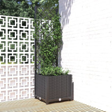 Garden Planter with Trellis Black PP Outdoor Planter Box for Climbing Plants