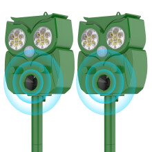 Solar Animal Repeller 2 Pack, Motion Activated Ultrasonic Cat Dog Deer Deterrent, Solar Powered for Garden Yard Farm