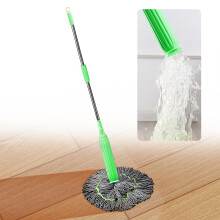 2 in 1 Spin Mop with Bucket, SelfWringing Microfiber Floor Mop for Wet and Dry Bathroom Wall Cleaning
