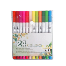 Quinlirra24Colors Fixky s dvojitým štetcom, perá s tenkým hrotom na vyfarbovanie, kaligrafiu, písanie do denníka, diára, kreslenie, čmáranie