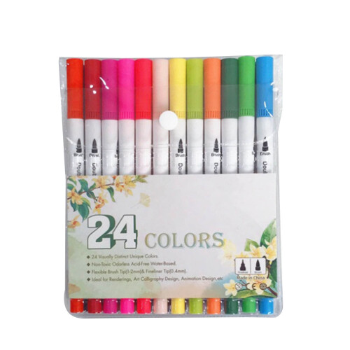 Quinlirra24Colors Μαρκαδόροι με Διπλή Άκρη, Στυλό με Λεπτή Άκρη για Χρωματισμό Ενηλίκων,
