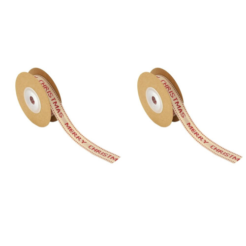 Masteelf2pcs Χριστουγεννιάτικη κορδέλα 1.5CM, εορταστική συσκευασία δώρου από βαμβάκι