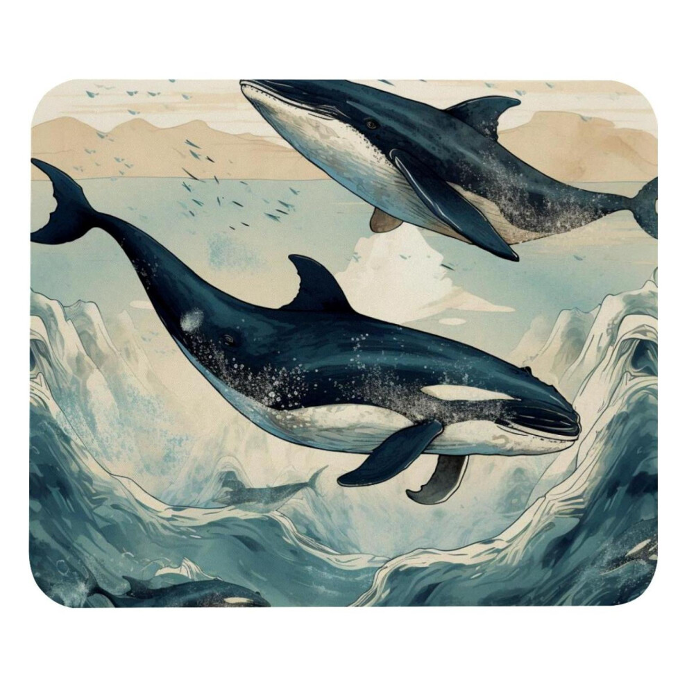 Mountain Killer Whale Mouse Pad 8.3'' X 9.8'', Non-Slip Rubber Base, Compatible With Laptop, Writing, Gaming, School, Office, Home Black 9395123948782