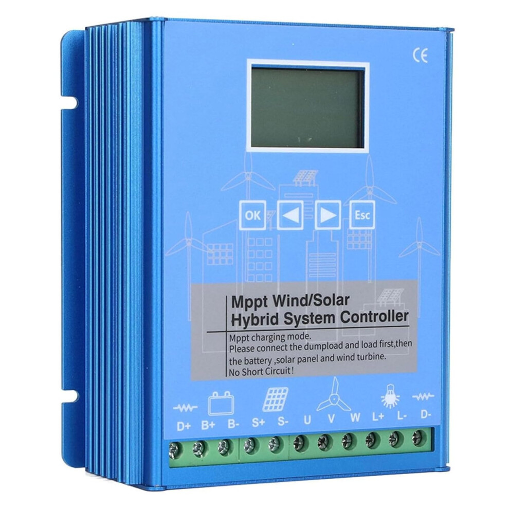 Hybrid Wind Solar Charge Controller Mppt 1200W 12V Off Grid With Dump Load Lcd Display 9113335012721