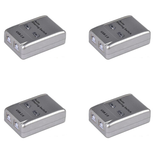 4x USB 2.0 Auto Sharing Switch 2-Port Hub Adapter Switcher für 2 PC Drucker USB Switch Geräte Unterstützung