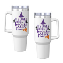 Hocus Pocus 40Oz Tumbler con manico e coperchio con cannuccia, tazza termica in acciaio inossidabile, borraccia da viaggio, portabicchiere, regalo