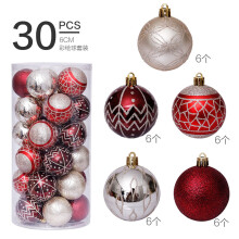 Bocqde Ornamenti a sfera natalizia30 pezzi Ornamenti per albero di Natale Ciondolo Forniture per feste Set di ornamenti natalizi in plastica da
