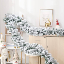 Promocje z okazji Czarnego Piątku! Girlanda świąteczna Staron Snow Flocked, świąteczna girlanda z płatkami śniegu, świąteczna dekoracja do