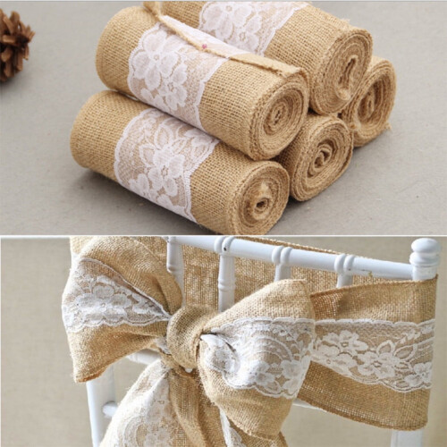 Kiplyki Wholesale1Roll Φυσική Vintage Γιούτα Λινάτσα Κορδέλα DIY Γαμήλιο Πάρτι με Λουράκια