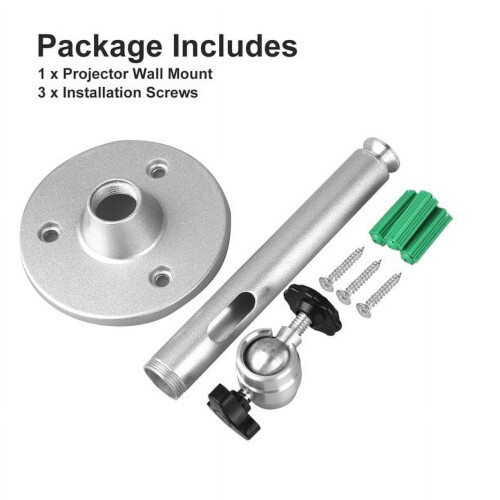Suporte universal para projetor com rotação de 360, 7 polegadas, cor prata, capacidade de carga de 5 kg, compatível com a maioria dos projetores 1