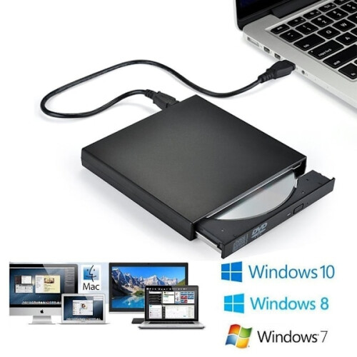 Unidade externa de CD/DVD compatível com laptop, USB 3.0 e leitor de DVD Tipo C. 1